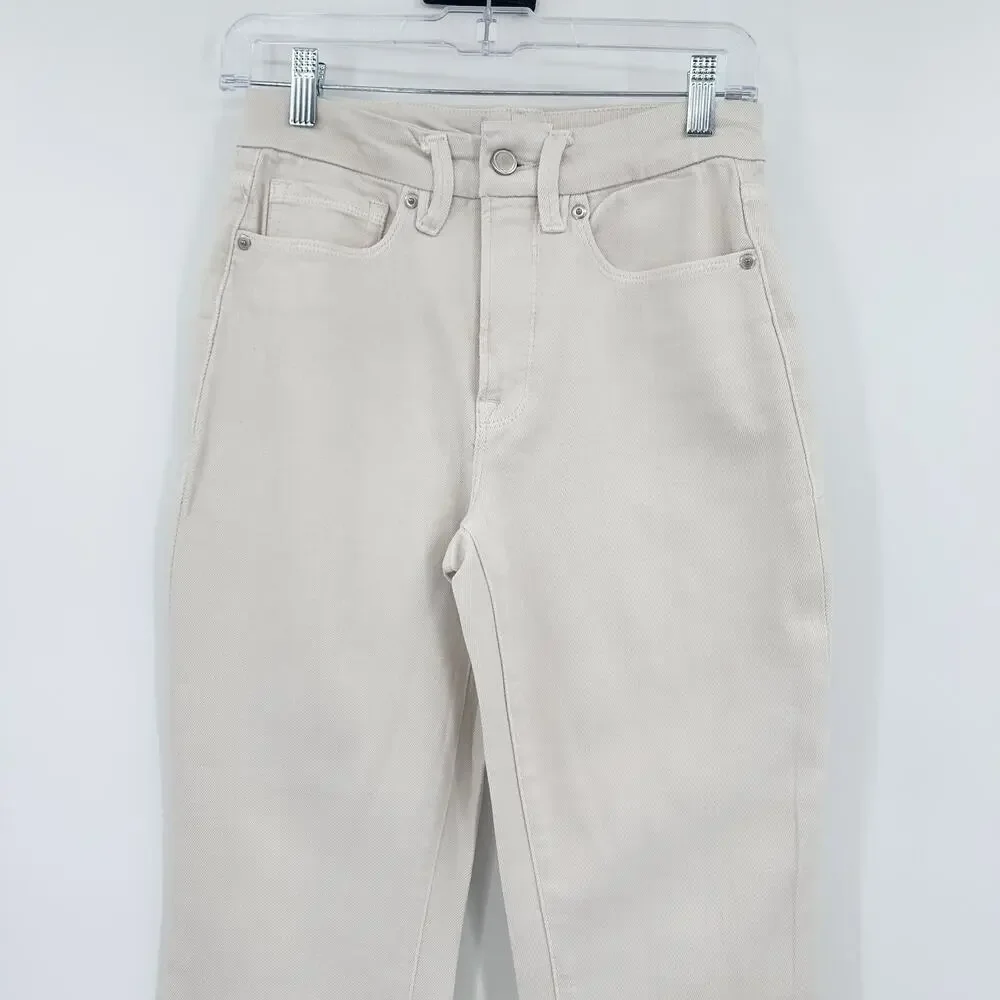 Good American Good Classic Slim Straight Bone High Rise Cream Jeans Womens Sz 26 - Picture 4 of 10